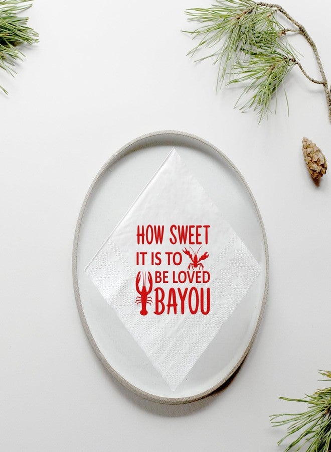 ZLPDS How Sweet It's to Be Loved Bayou Napkins Louisiana Cajun Themed for Wedding Engagement Bridal Shower Crawfish Design Red Foil Cocktail Paper 50 Pcs Bar Berverage Napkins 3 Ply - Image 3